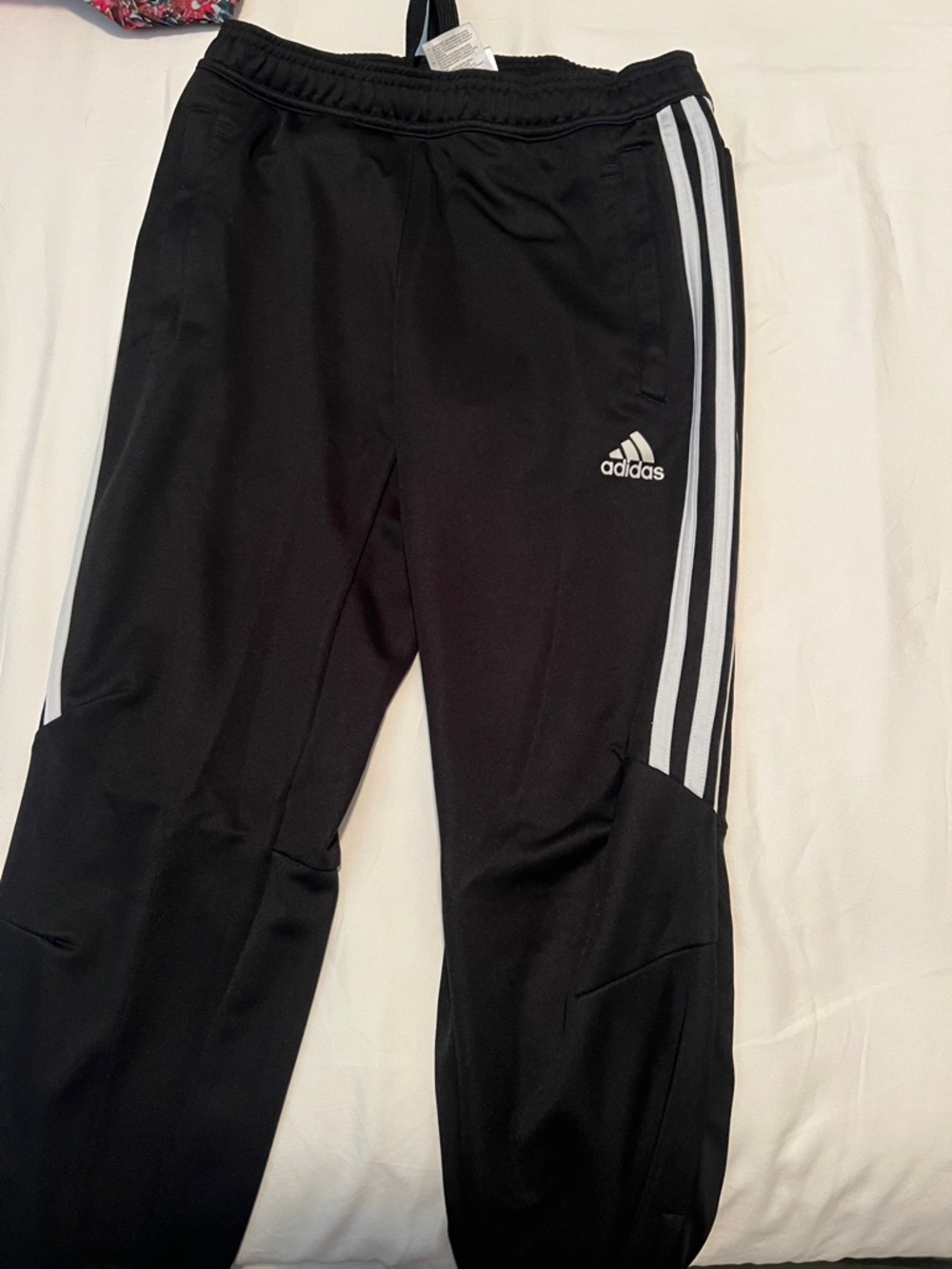 adidas Black Jogger Pants with White Side Stripes